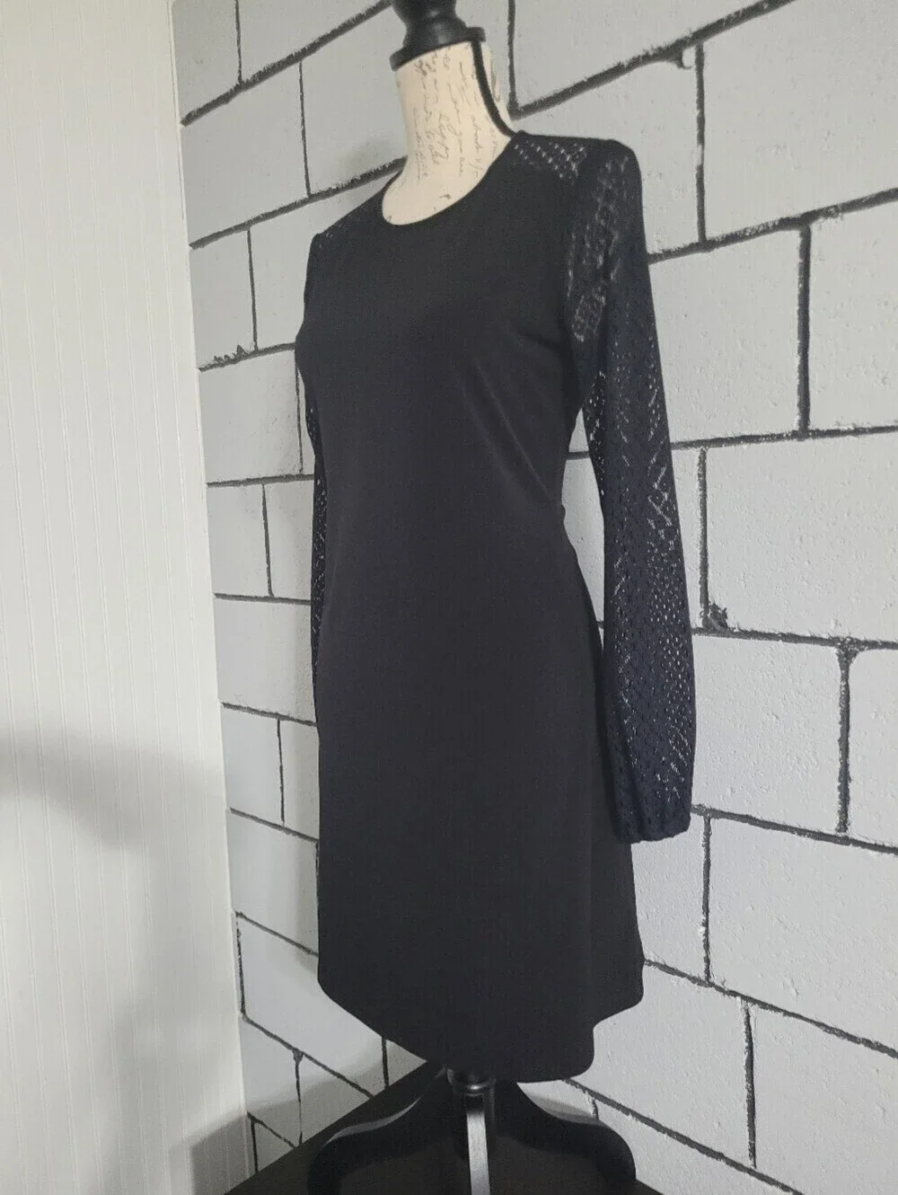 Micheal Kors Black Lace-Sleeve Dress Sz S
